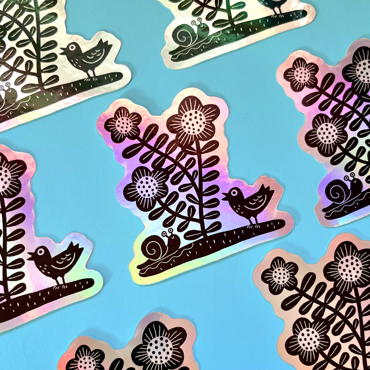 Holographic Monochromatic Flower Sticker