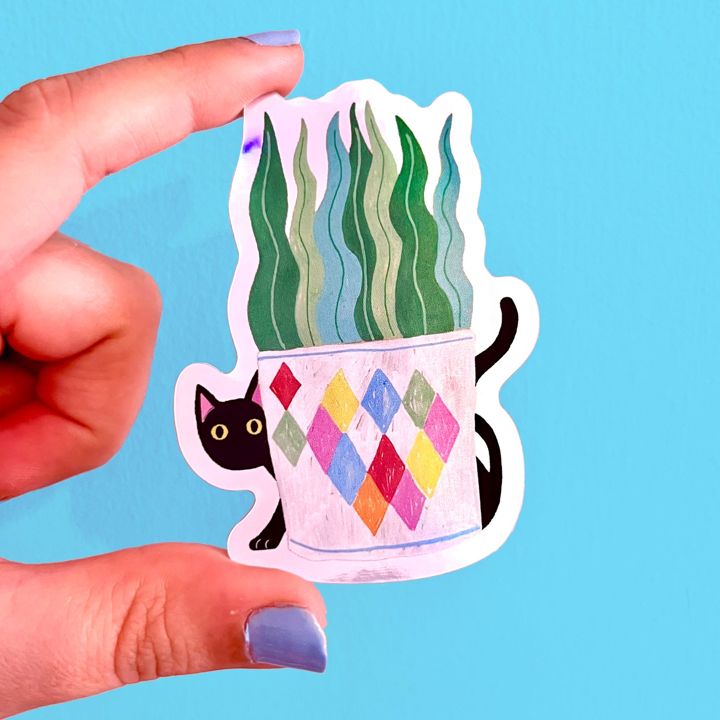 Holographic Houseplant Cat Sticker