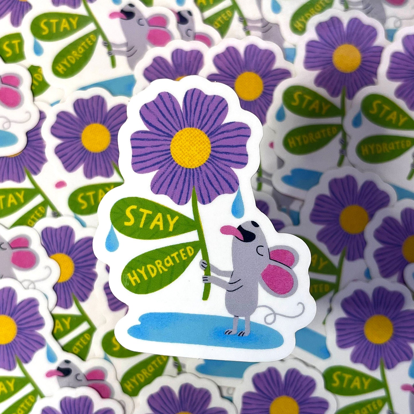 Clear Stay Hydrated Mouse Sticker