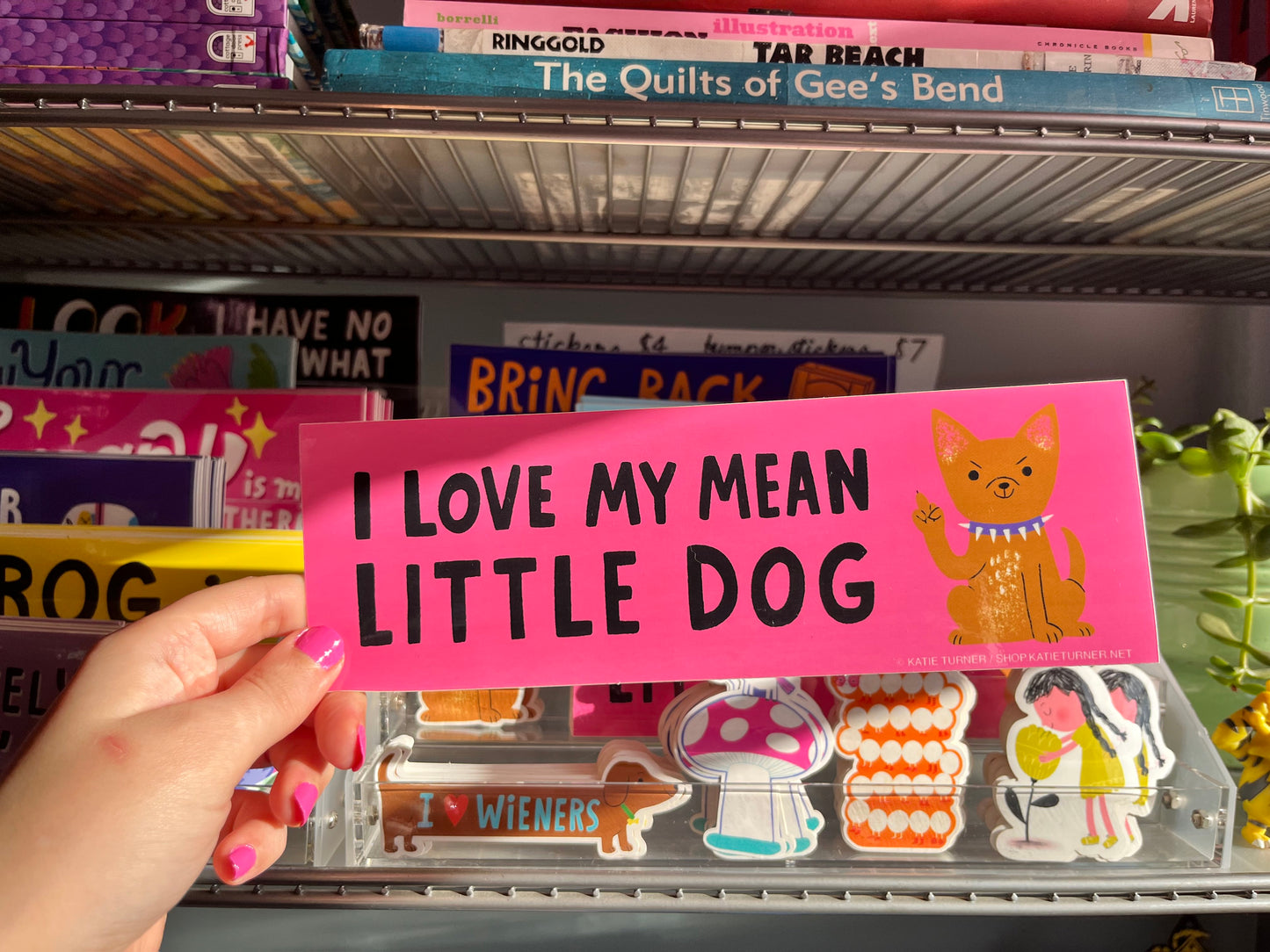 I Love My Mean Little Dog Vinyl Bumper Sticker