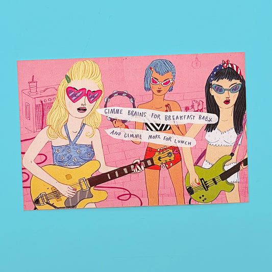Girl Rock Band Postcard