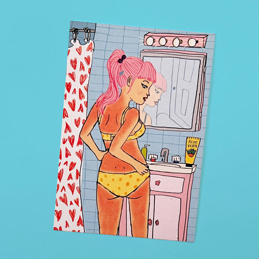Sunburned Bikini Summer Postcard