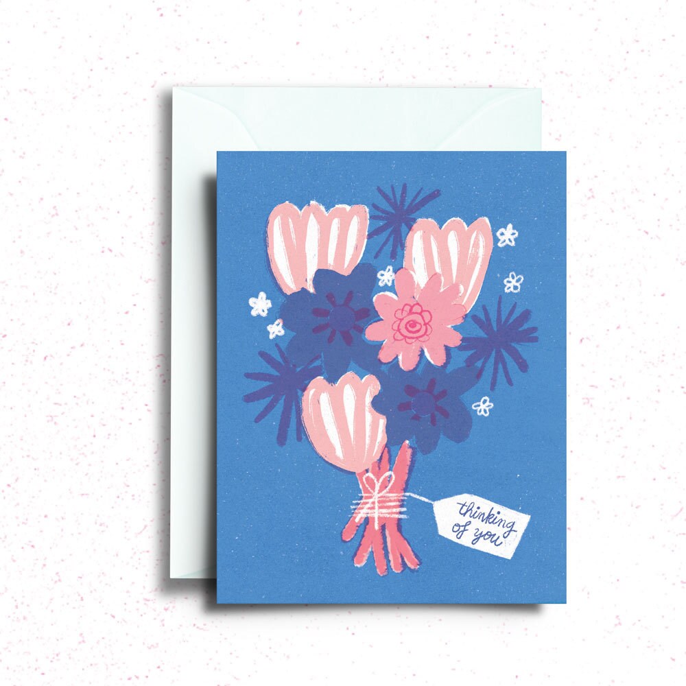 Thinking of You Flowers - Love, Friendship, Sympathy - Greeting Card