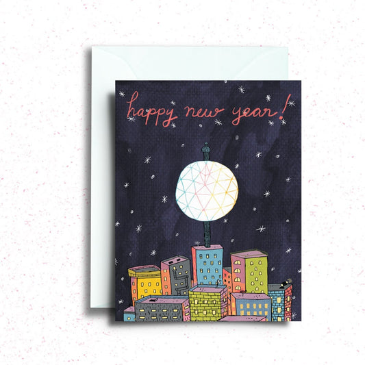 Happy New Year Ball Drop Greeting Card
