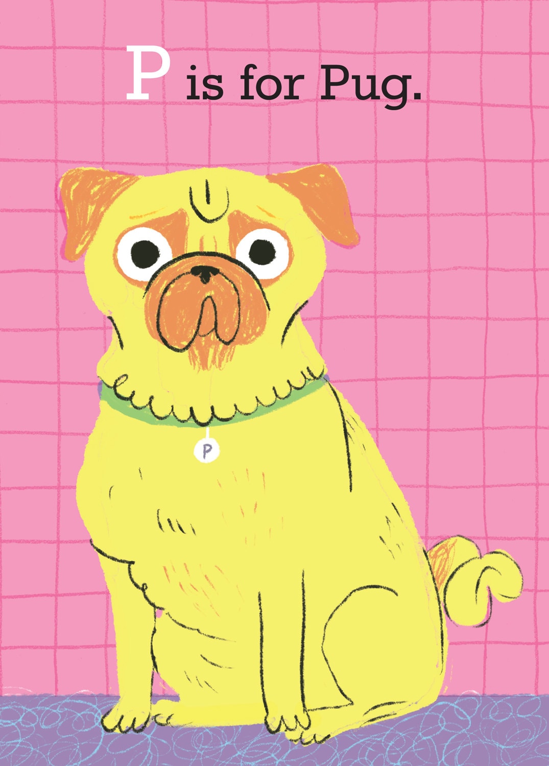 P is for Pug! Children's Art Mini Print/Postcard