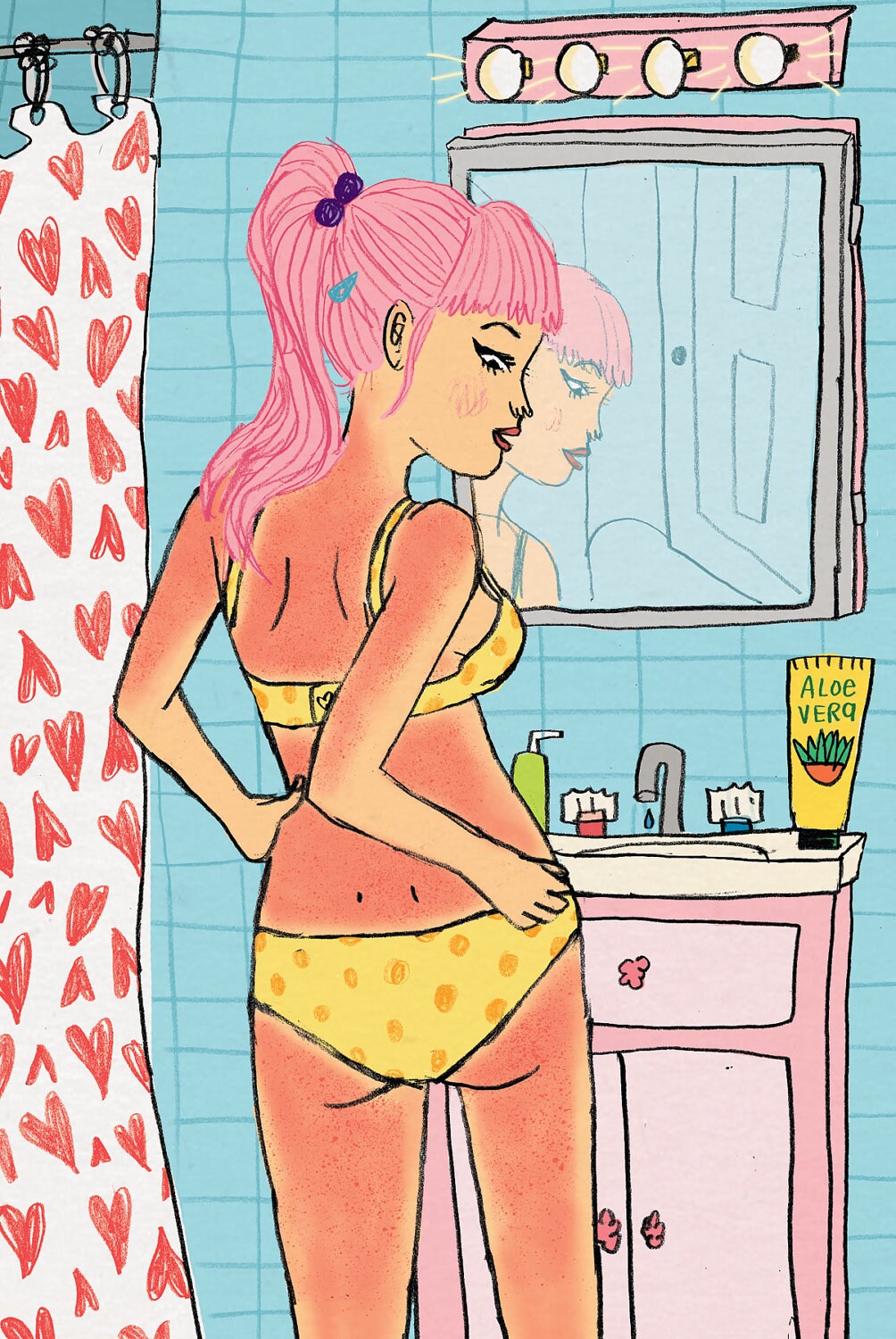 Sunburned Bikini Summer Postcard