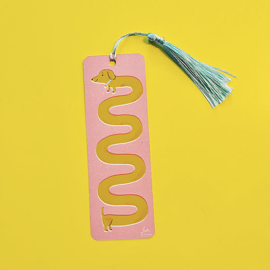 Weenie Dog Bookmark | Handmade Bookmark with Tassel | Dachshund Bookmark