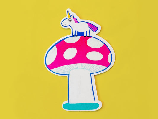 Tiniest Unicorn Vinyl Sticker | Mushroom Sticker | Cottagecore Sticker