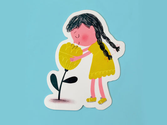 Stop and Smell the Flowers Vinyl Sticker | Cutie Girl Sticker | Cottagecore Sticker