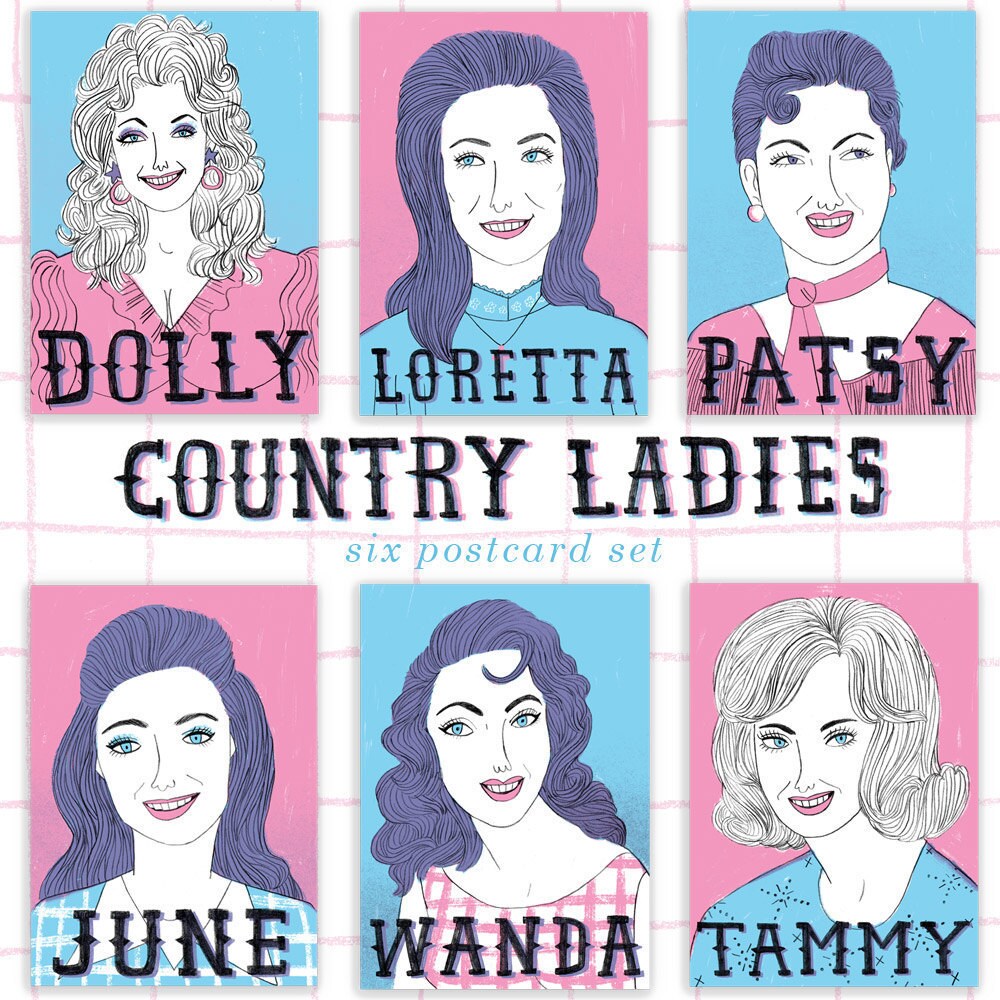 Country Ladies Six 5x7 Postcard Set