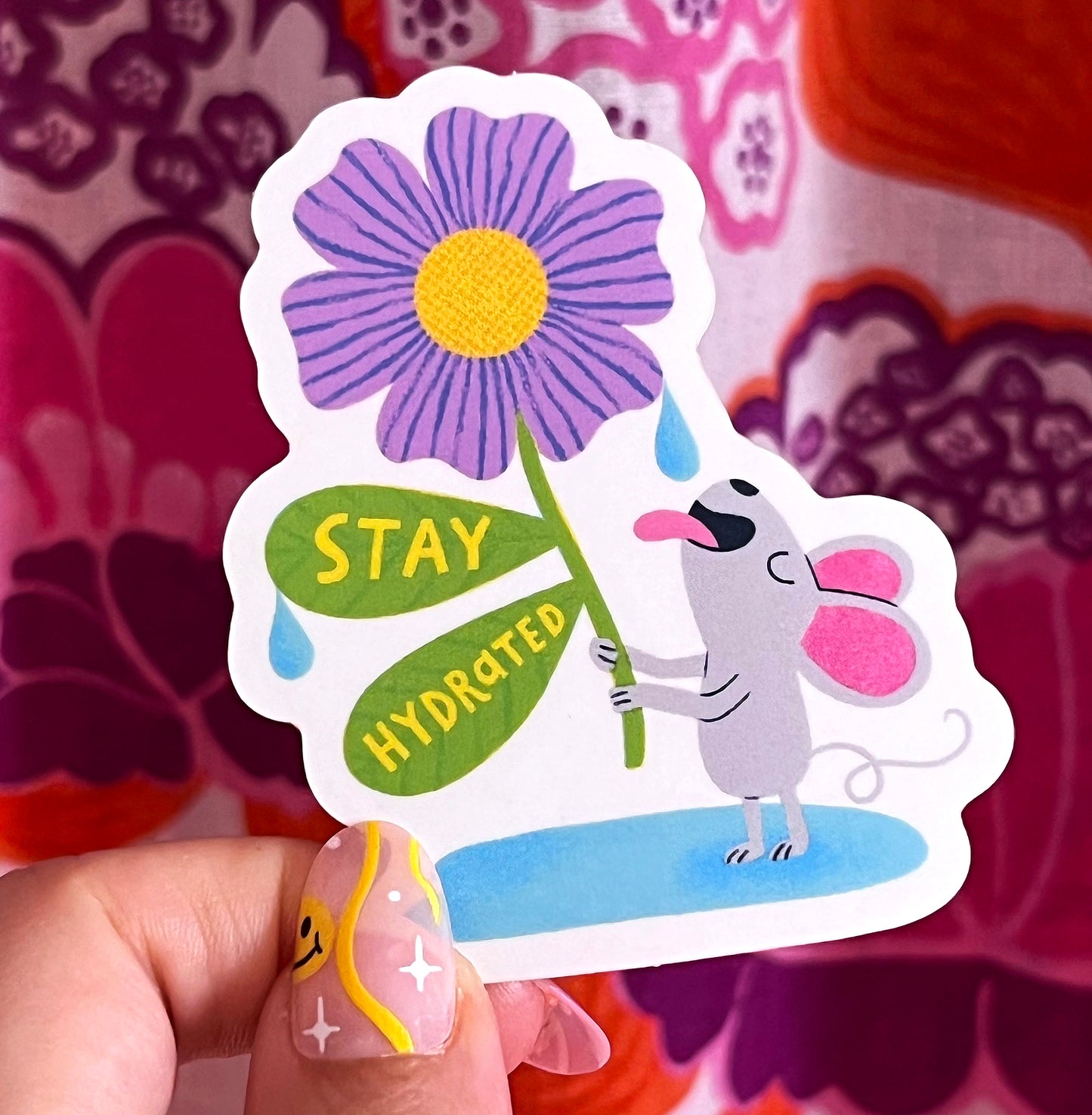 Clear Stay Hydrated Mouse Sticker