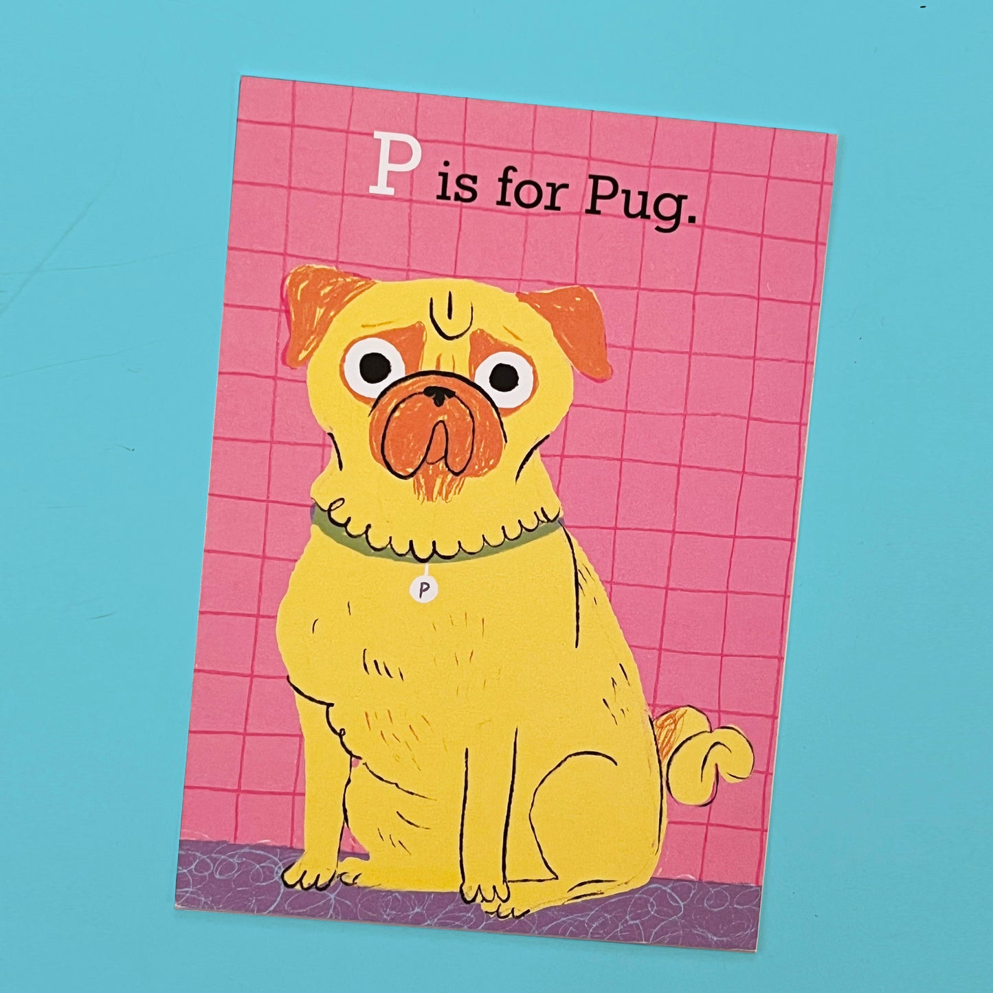 P is for Pug! Children's Art Mini Print/Postcard