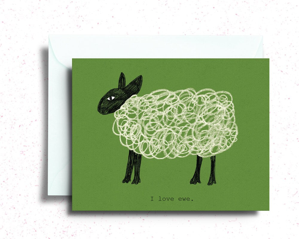 I Love Ewe Card, I Love You Sheep Greeting Card