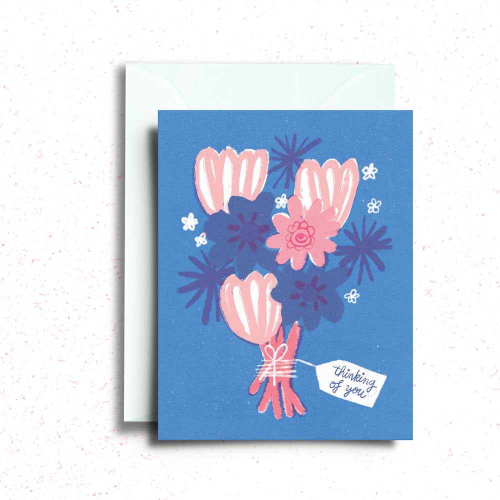 Thinking of You Flowers -  Love, Friendship, Sympathy - Greeting Card