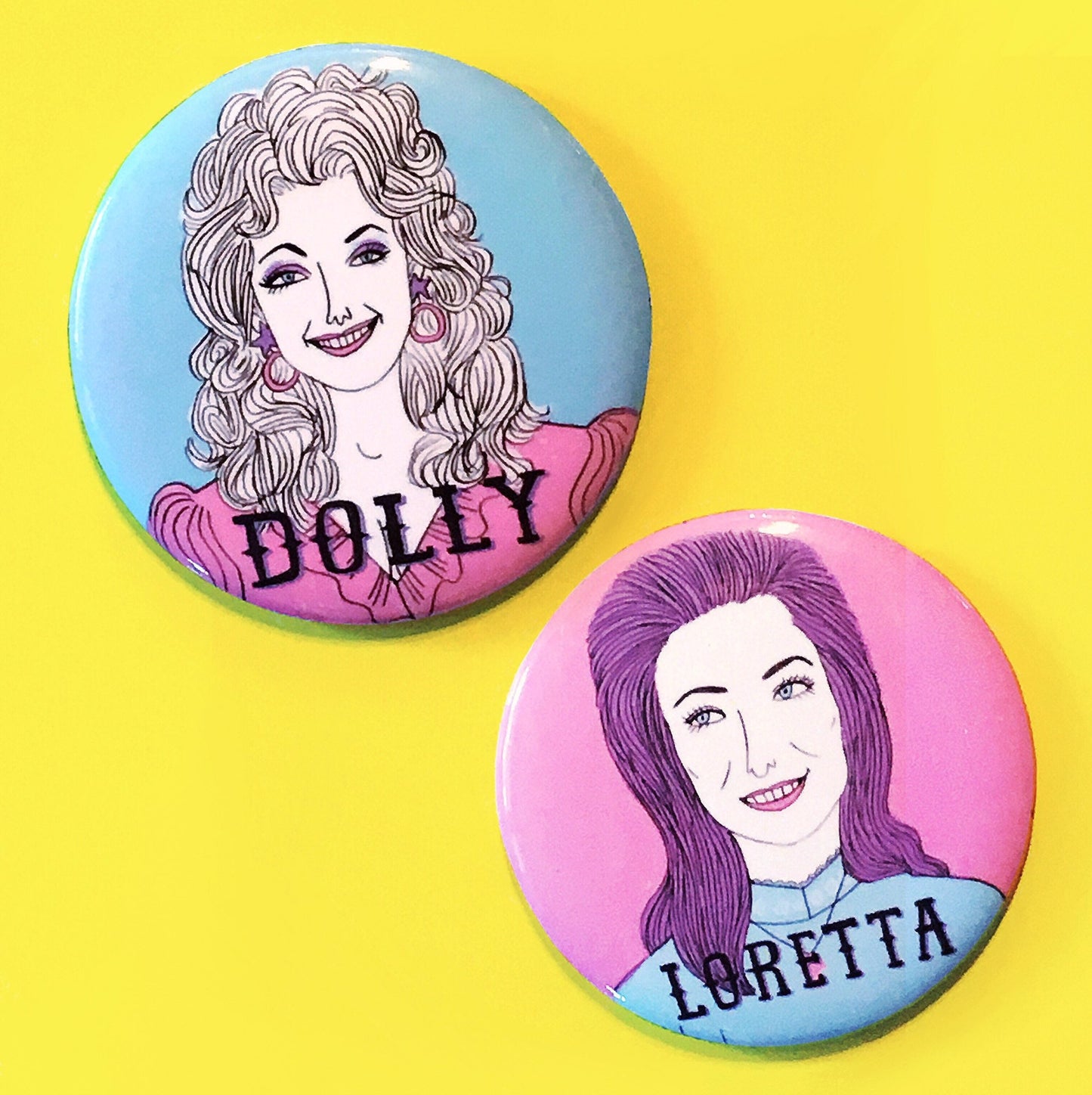 Dolly Parton and Loretta Lynn 2.25 Inch Refrigerator Magnet Set