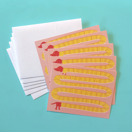 Weenie Dog Dachshund Notecard Set (10 Blank Notecards with Envelopes)