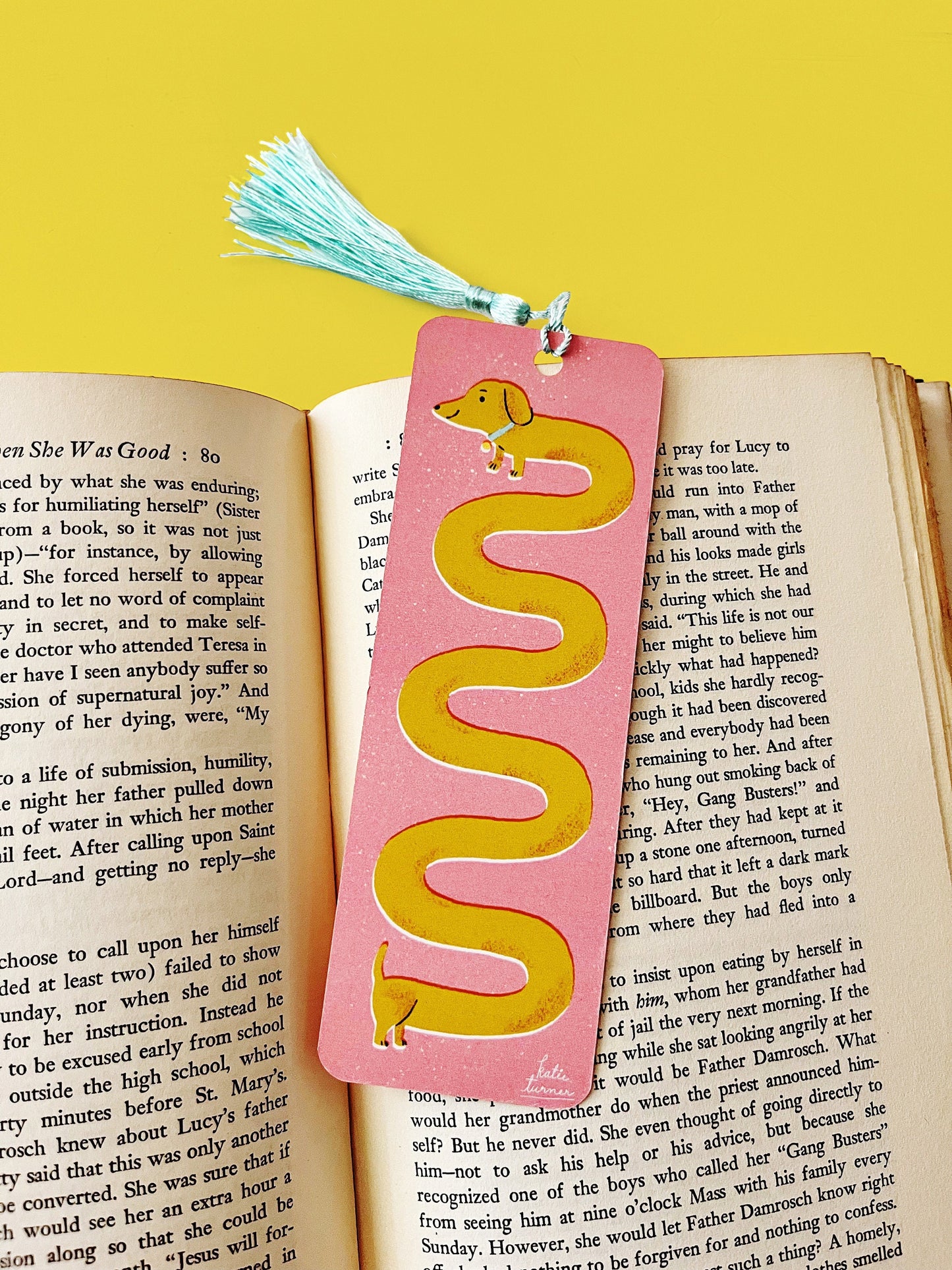 Weenie Dog Bookmark | Handmade Bookmark with Tassel | Dachshund Bookmark