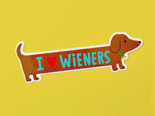 I Love Wieners Vinyl Sticker | Dachshund Sticker | Weenie Dog Sticker