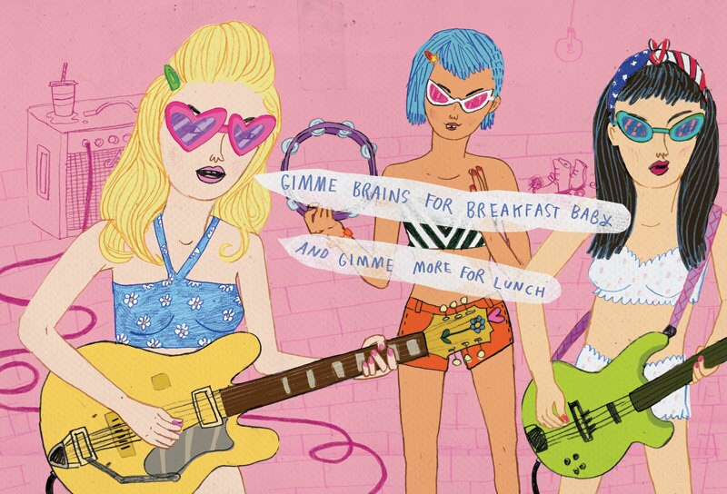 Girl Rock Band Postcard